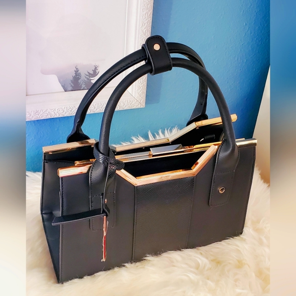 Dune London Luxe Black/Gold Purse with Detachable Strap